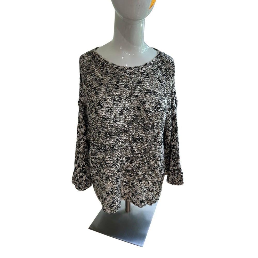 EILEEN FISHER Sweater PM Petite Linen Organic Cotton Blend Round Neck Marled USA